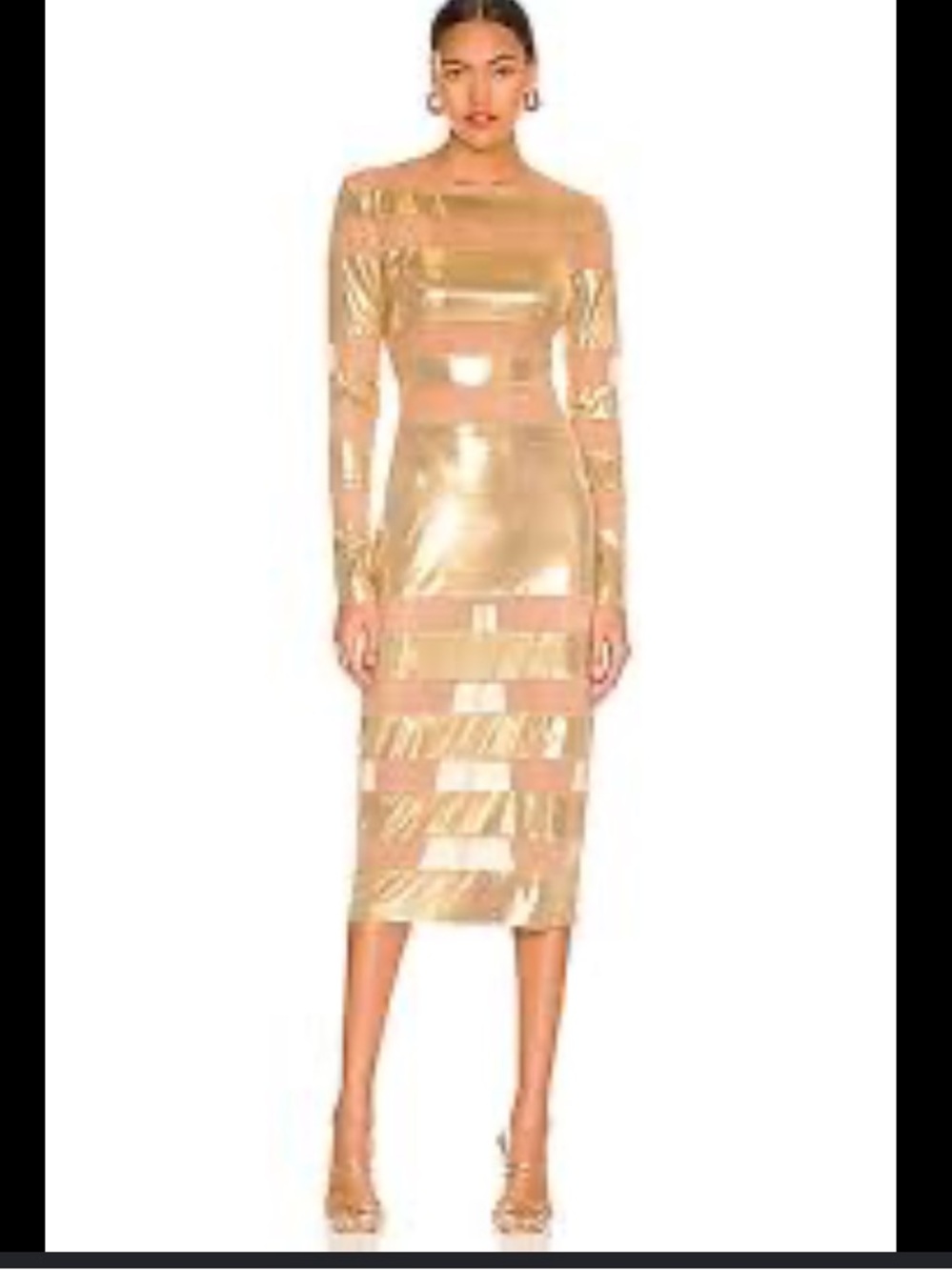 Norma Kamali spliced Gold Long Midi Dress